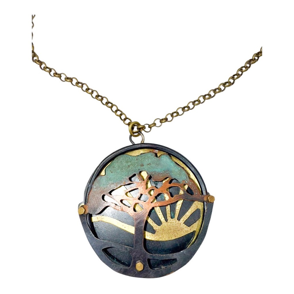 Mixed Metal Tree of Life Pendant Necklace